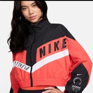 Nike Women's Black and Red Sportswear Jacket - Size M